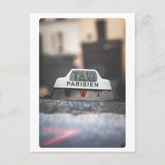Carte Postale Taxi parisien dans la pluie (Devant)