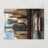 Taxi Sur Eau Passant Sous Le Pont Avant Chicago Sk