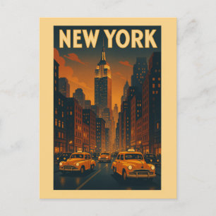Carte Postale Taxi vintage New York City Street Travel