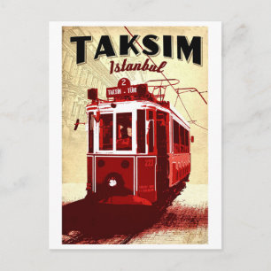 Carte Postale Taxim, tramway rouge, Istanbul, Turquie, voyage vi