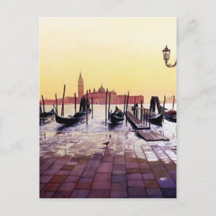 Carte Postale "Taxis D'Eau" Scène Gondole Aquarelle