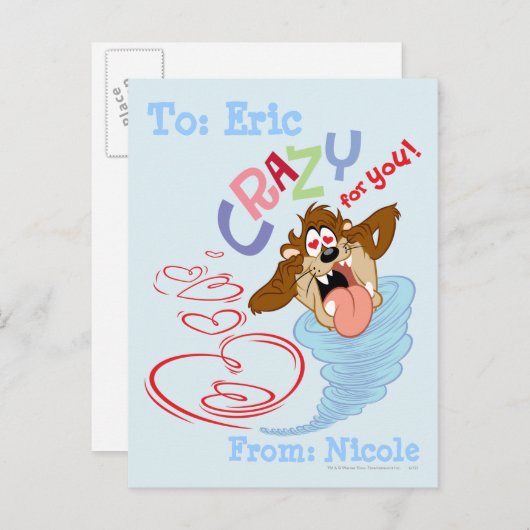 Carte Postale TAZ™ Fou pour vous ! (Devant / Derrière)