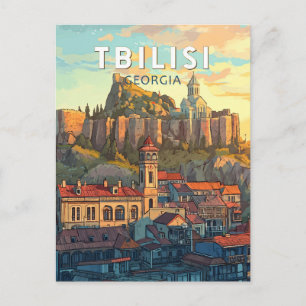 Carte Postale Tbilisi Géorgie Illustration Voyage Art Vintage
