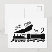 Carte Postale Tchou Tchou j'ai 2 ans, garçon pour 2ème anniversa (Devant / Derrière)