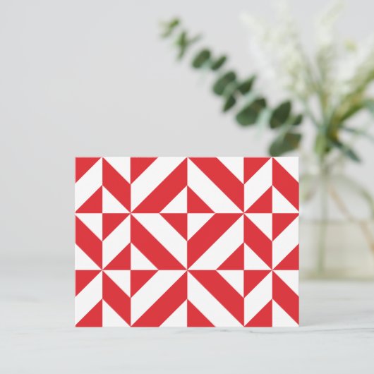 Carte Postale Tchry Red Geometric Deco Cube Pattern (Debout devant)