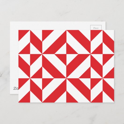 Carte Postale Tchry Red Geometric Deco Cube Pattern (Devant / Derrière)
