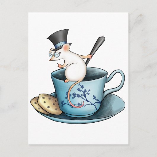 Carte Postale Tea Cup Mouse in Tophat (Devant)