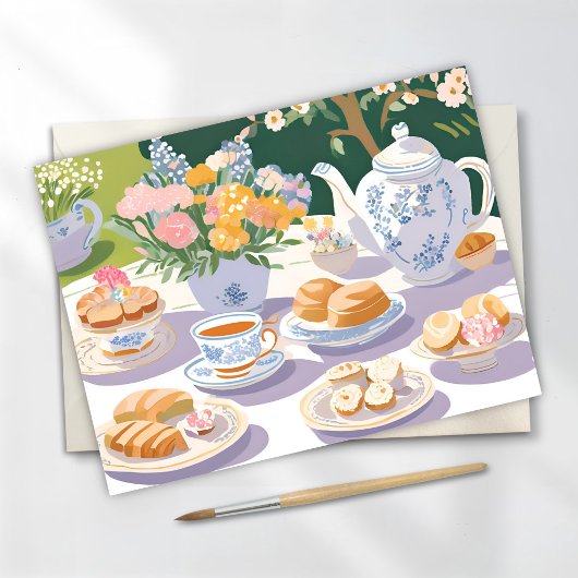 Carte Postale Tea Party | Belle Fête de Jardin Floral