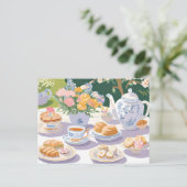 Carte Postale Tea Party | Belle Fête de Jardin Floral (Debout devant)