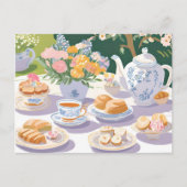 Carte Postale Tea Party | Belle Fête de Jardin Floral (Devant)