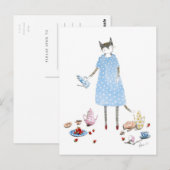 Carte Postale Tea Party Chat dans une robe Karen Walker (Devant / Derrière)