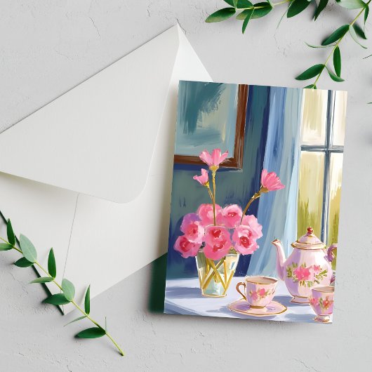Carte Postale Tea Party Paint Fleur Rose Floral