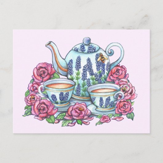 Carte Postale Tea Pot and Roses (Devant)