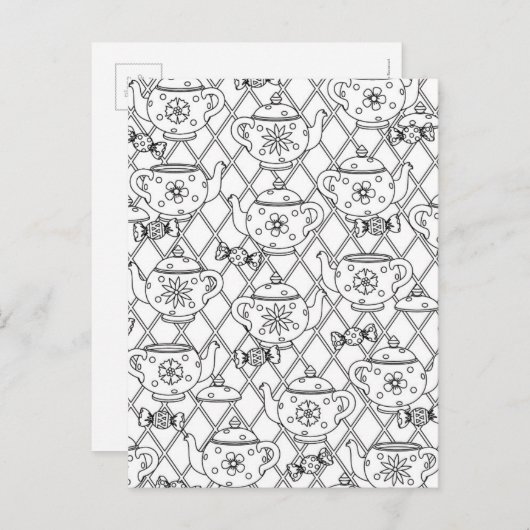 Carte Postale Tea Pot Doodle (Devant / Derrière)