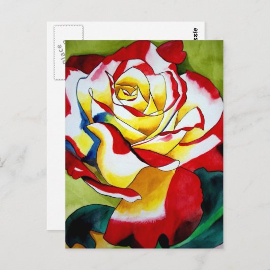 Carte Postale Tea Rose de l'aquarelle originale (Devant / Derrière)