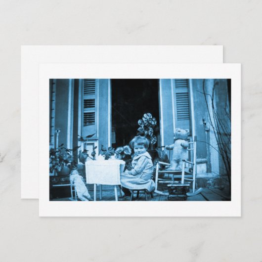 Carte Postale Tea Time avec les amis (Bleu Toné) (Devant / Derrière)