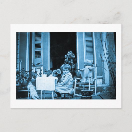 Carte Postale Tea Time avec les amis (Bleu Toné) (Devant)