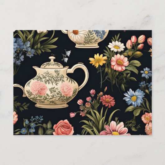 Carte Postale Tea Time, motif vintage pittoresque (Devant)