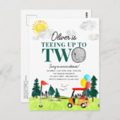 Carte Postale Tea to Two Golf Boy Golfing Partee 2e anniversaire (Devant / Derrière)