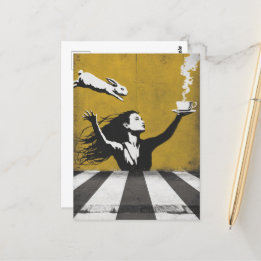 Carte Postale Tea With Bunny street art graffiti