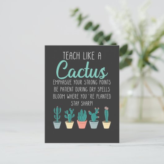 Carte Postale Teach Like A Cactus Teacher Back To School (Debout devant)