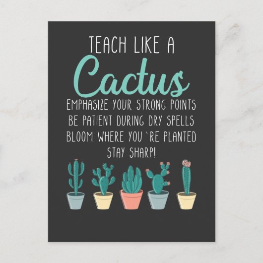 Carte Postale Teach Like A Cactus Teacher Back To School (Devant)