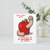 Carte Postale Teacher Appréciation Worm in Apple Ajouter un nom (Debout devant)