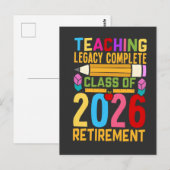 Carte Postale Teaching Legacy Complete Class of 2026 Retirement (Devant / Derrière)