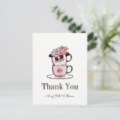 Carte Postale Teacup & Fleurs Baby shower Merci Postcard (Debout devant)