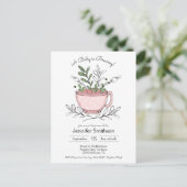 Carte Postale Teacup Floral Tea Party Baby shower (Debout devant)