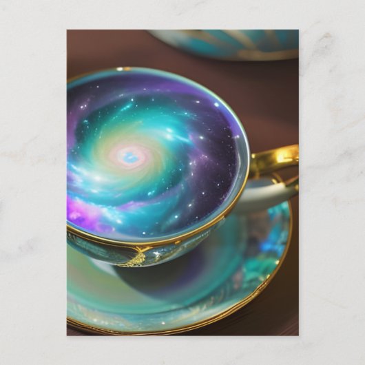 Carte Postale Teacup rempli avec la Galaxie (Devant)