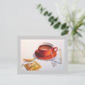 Carte Postale Teacup rouge avec Teabag (Debout devant)