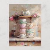 Carte Postale Teacups Tea Pot Set cuisine (Devant)