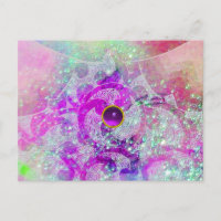 TEAL BLEU ABSTRAIT, VAGUES ROSES, ÉTOILES, GEMME V