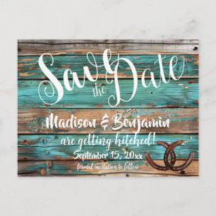 Carte Postale Teal en bois de style rustique pour faire-part de 