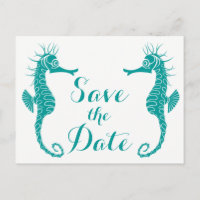 Teal Save The Date Hippocampe Mariage Fiançailles