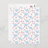 Carte Postale Teapot bleu rose Fleur de rose (Devant / Derrière)