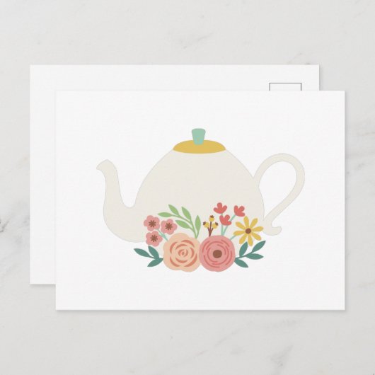 Carte Postale Teapot floral (Devant / Derrière)