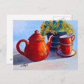 Carte postale Teapot rouge et Teapup (Devant / Derrière)