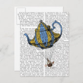 Carte Postale Teapot volant 3 bleu et jaune (Devant / Derrière)