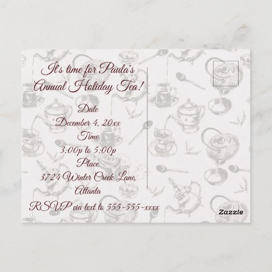 Carte Postale "Teas" l'invitation de la saison (Dos)
