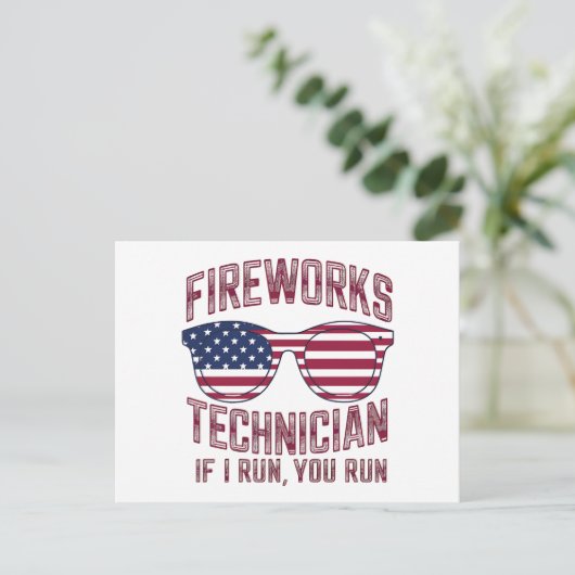 Carte Postale Technicien en Firework 4 juillet Drôle Usa (Debout devant)