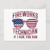 Carte Postale Technicien en Firework 4 juillet Drôle Usa (Devant)