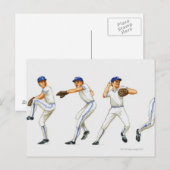 Carte Postale Technique de lancer de base-ball, image multiple (Devant / Derrière)
