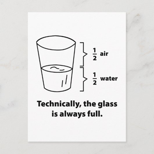 Carte Postale Techniquement, Le Verre Est Toujours Plein (Devant)