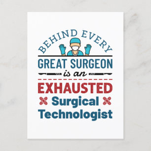 Carte Postale Technologue chirurgical épuisé Blague T-shirt Scru