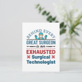 Carte Postale Technologue chirurgical épuisé Blague T-shirt Scru (Debout devant)