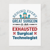 Carte Postale Technologue chirurgical épuisé Blague T-shirt Scru (Devant)