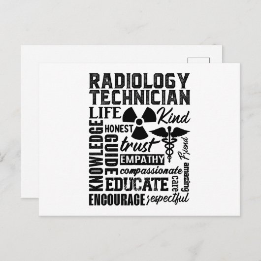 Carte Postale Technologue en technologie Rad Xray Technicien en  (Devant / Derrière)