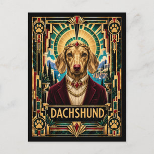 Carte Postale Teckel, chien Art Déco